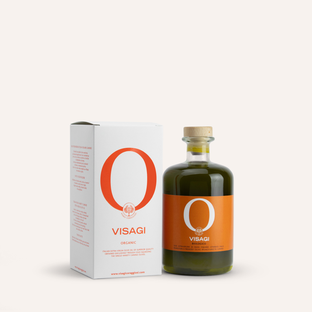 Bottiglia-Regalo-Visagi Olio Extravergine di Oliva Biologico Monocultivar Canino | Bottiglia Regalo 0,50L